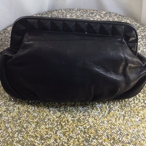 Linear Pelle 9.5”x8” Black leather Clutch.